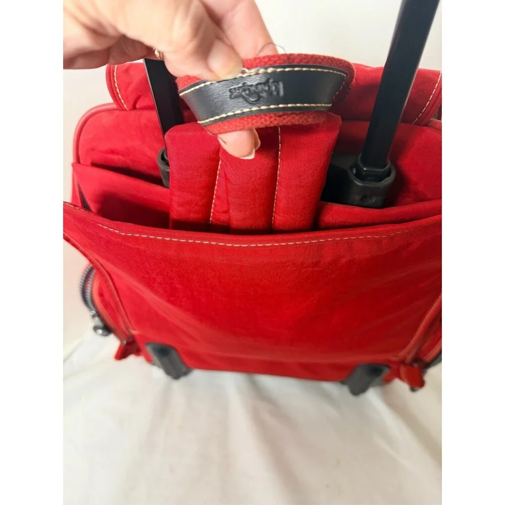Kipling Sanaa Rolling Backpack Red Wheeled Travel School Bag Carry-On